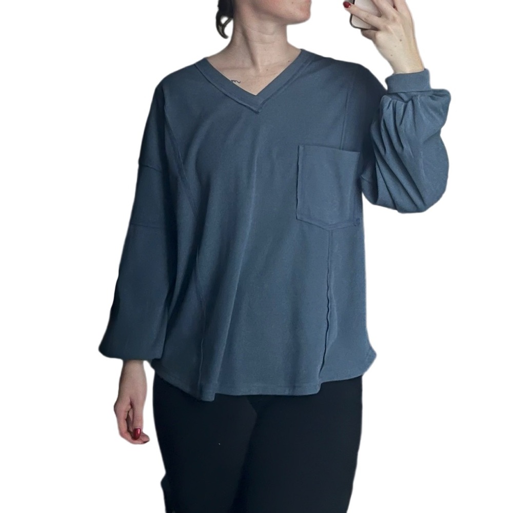Blue Long-Sleeve Blouse